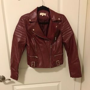 JCL Red Faux Leather Jacket Size M